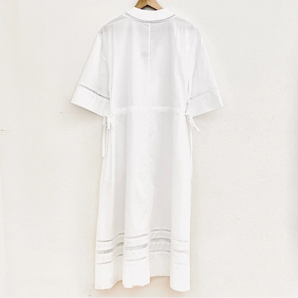 NWT Everlane The Lace Trim Caftan Dress Size: Medium Color: White - Picture 4 of 16